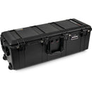 Pelican 1726 Air Closed black hard protective case with wheels, latches, and side handle viewed from an angle
