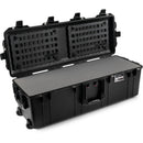 Pelican, 1726 Air, Open black hard case featuring dual EZ-Click MOLLE accessory panels in the lid and solid flat foam in the base.