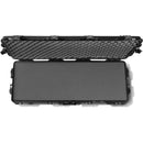 Pelican, 1726 Air, Top-down view of an open black hard case featuring convoluted egg-crate foam in the lid and a solid foam layer in the base.