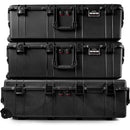 Pelican, 1726 Air, Front view of two Pelican 1740 cases stacked on top of a longer Pelican 1726 Air rolling hard case.