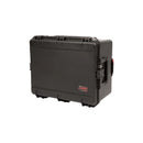 SKB iSeries 2620-13 Case - Black Case Closed and upright A straight-on perspective of the black SKB iSeries 2620-13 Case standing upright. The image highlights the rugged exterior, side handle, and the SKB logo located on the bottom right.
