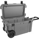 Pelican 65QW Elite Wheeled Cooler Dark Gray open