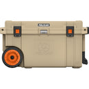 Pelican 65QW Elite Wheeled Cooler Tan side view