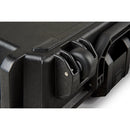 Pelican Vault V730BOW Bow Case zoom in on corner edge wheels. Case is upside down.