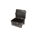 SKB iSeries 2620-13 Case - Black Case Open and empty A three-quarter perspective of the black SKB iSeries 2620-13 Case. The image highlights the deep empty base compartment, open lid, and built-in wheels.